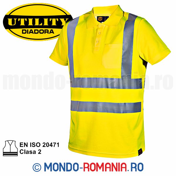 Tricou DIADORA POLO neon reflectorizant - tricouri reflectorizante
